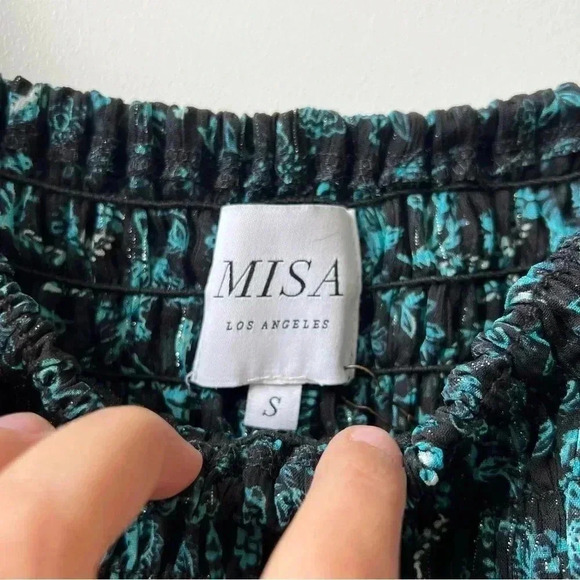 Misa Los Angeles Rashida Maxi Dress - Green Floral on Black- Size S - Picture 8 of 16